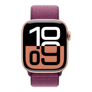 Apple Watch Series 10 GPS 42mm Rose Gold Aluminum Case with Plum Sport Loop